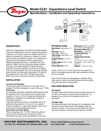 Thumbnail of document Manual - CLS1 Capacitance Level Switch